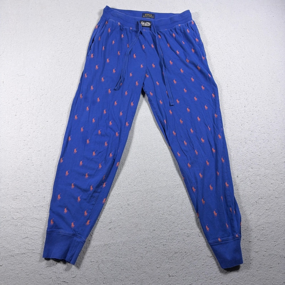 Polo Ralph Lauren‎ Pajama Pants Mens Medium Blue Sleepwear Pony Logo Drawstring